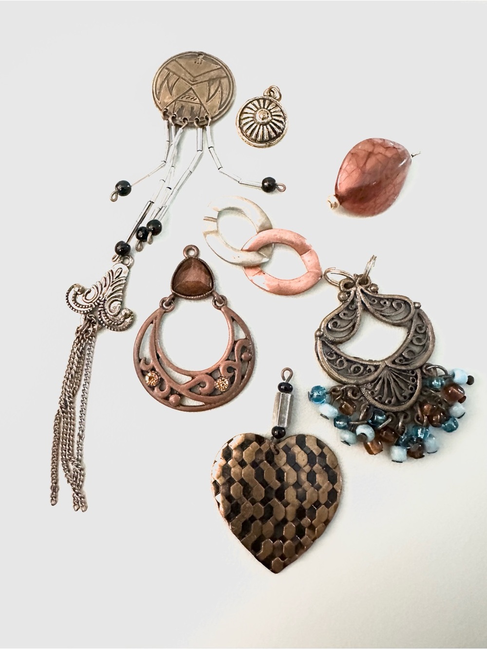 Vintage Pendant Lot in Bronze & Copper for Jewelry Making